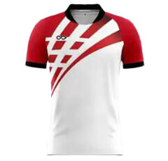 Red and white soccer jersey